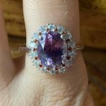 Rose de France Amethyst Natural Red Garnet Sterling Silver Cocktail Ring Size 10 Purple Photo 0