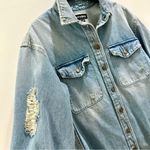 Retrofête Like New Retrofete Oversized Distressed Denim Shirt Jacket- Size XS Photo 2