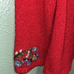 Vintage heart embroidered sweater Coldwater Creek, Red, Sweater, Floral Grandma Size L Photo 4