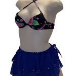 Zuliana Size Small Blue Bedazzled Ruffle Side Tie Skirt. Made in USA. New W/Tags Photo 0