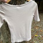 H&M Ribbed Short Sleeve Top in Muted Pink Photo 5