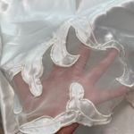 Natori White Satin Embroidered Hem Half Slip Lingerie Skirt Sheer Trim Small Photo 2