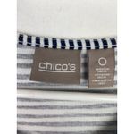 Chico's 0 Tee Shirt Womens S 4 V Neck Cotton Soft 3/4 Sleeves Blue Spliced Stripe Photo 4
