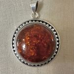 Amber Gemstone Pendant ā 925 Sterling Silver Setting, Natural Baltic Amber Jewel Photo 1