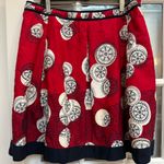 Talbots Vintage Red Cream Textured Medallion Patterned A-Line Skirt Plus Size 18 Photo 0