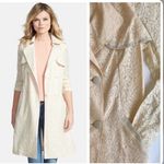 Anthropologie White Ivory lace trench coat Photo 1