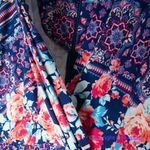 Single floral print‎ three quarter sleeve sheath dress wrap front, size 1X Purple Photo 4