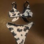 SheIn Black and White Cow Print Bikini Photo 1
