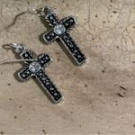 kim rogers Earrings NWT Cross Silver Tone Antique Textured Dangle Photo 3