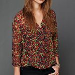 Free People Sheer Floral Print Buttondown Top- Size Medium Photo 0