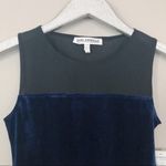 Good American  The Mixed Velvet Bodysuit Navy Blue and Black NEW Photo 3