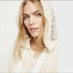 Free People Candy Crochet Hoodie Tunic Ivory Top Pullover XS Oversized Photo 4