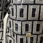 Karl Lagerfeld  Women's Double L Trench Coat Sz 12 Black White Geometric Long Photo 11