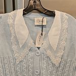 Cider ππ Cute Granny Crop Doll Collar Cardigan Sweater Grannycore ~ Blue NWT Photo 12