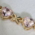 Gold Filled XO Light Pink Crystal Heart Bracelet Photo 2