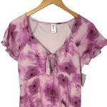 Abound  Abstract Pink Floral V-neck Cutout Mini Skater Dress Size Small NWT Photo 2