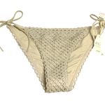 Aerie Bikini Bottom Cheeky String Ties Crochet Beige Tan S Photo 0