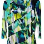 Worthington Asymmetrical Blue Green Long Sleeve Top Sz M Photo 0