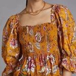 Anthropologie Conditions Apply Smocked Sweetheart Blouse Size Medium NWOT Photo 0