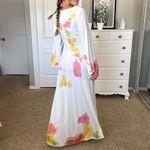 Gorgeous White and Floral Long Sleeve Dress with Neck Tie Size M Photo 7