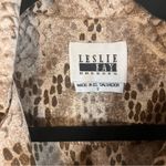 Leslie Fay  Tan Snakeskin Print‎ Button Front Midi Dress Size 8 Photo 5