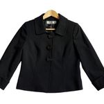 Tahari Arthur S Levine Black Cuffed 3/4 Sleeve Bow Button Blazer Jacket Size 2 Photo 0