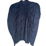 Zero Degrees Celsius Navy Blue Jacquard Bat Sleeve Mock Neck Blouse X Photo 5