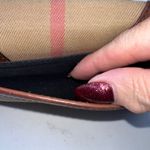 Burberry  London Checkbook Wallet Canvas Leather Trim Brown Authentic Made Italy Photo 4