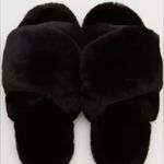 Aerie  Black Fur Slides Photo 1