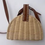 Universal Threads Universal Thread Target Rattan Woven Half Moon Crossbody Bag Faux Leather Photo 5