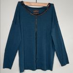 Fenn Wright Manson  Teal Long Sleeve Top with Black Trim 100%ExtrafineMerinoWool Photo 2