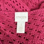Chico's  Crochet Tunic Sweater Womens M Pink Sheer Knit Boho Beach Cover Layer‎ Photo 5