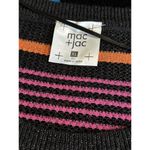 Mac & Jac Black/Multi‎ Striped Sweater Round Neck Long Sleeve Size XL Open Knit Black Photo 4