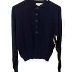 Good American NWT Tissue Weight Cotton Blend Henley Sweater size S/M Navy Photo 4