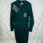 Vintage 80s Anne Marie Designs Postcard Jumpsuit NWT Size M Green Size M Photo 5