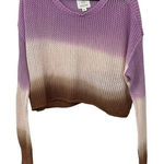 Aerie Offline Ombré Open Knit Crop Sweater Size MEDIUM Purple Pink/Cream Brown Photo 0