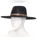 Frye  Faux Leather Felt Southwestern Fedora Black $145 Retail NWT Photo 2