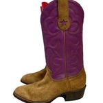 McClintock Heritage Collection Cowboy Boots Rough Suede Purple Shaft Size 9 Brown Photo 0