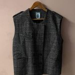 April, May Dark Gray Glen Plaid Wool Blend Vest EUC Size L Size L Photo 9