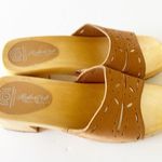 Leather Craft Chantel Sandals Women's Size 7 Tan Leather Chunky Wood Heel Italy Brown Photo 8