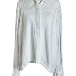Free People  Ethereal Dainty Cottage Eyelet Lace Laura Henley Top Pullover Large Photo 2