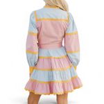 TCEC Pastel Long Sleeves Ruffle Colorful Mini Dress with Yellow Accents Photo 8