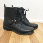 SOUL Naturalizer Black Lace Up‎ Combat Ankle Boot Bootie Lug Sole Size 7.5 New Black Photo 1