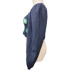 Aerie  Women's Crochet Floral Deets Vacay Puffed Long Sleeve Cropped Top Sz Small Photo 3