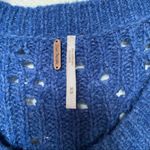 Free People  Blue Scoop Neck Rib Knit Sweater Size Medium Photo 3