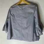 Madewell NWT  Blue Pinstripe 3/4 Bell Sleeve Cotton Top Size Small Photo 1