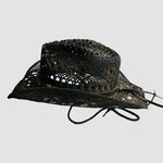 Tonpsom Woven Straw Cowboy Hat One Size Brown Western Leather Band Photo 2