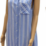 Staccato  Blue Striped Sleeveless Button Up Tunic Top Blouse Womens Large Photo 0