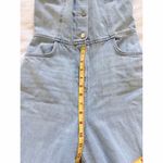 ZARA Light Blue Halter Denim Jumpsuit Raw Hem Photo 15