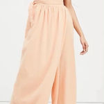 Free People  Coral Peach 100% Cotton Gauze Tie Strap Wide Leg Jumpsuit - S/P Photo 0